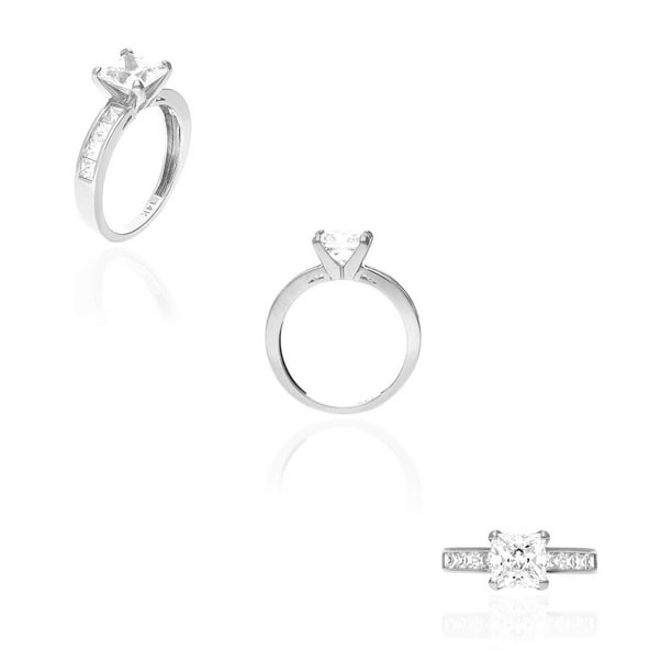2.50TCW Princess Cut Channel Set Created Diamond Engagement Ring 14K White Gold