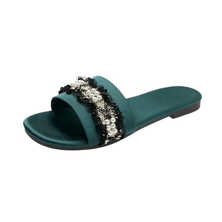 Slippers For Women Fashion Beach Slip On Pearl Casual Open Toe Non Slip Flat Breathable Slippers Shoes Sandals
Slippers For Women Fashion Beach Slip On Pearl Casual Open Toe Non Slip Flat Breathable Slippers Shoes Sandals