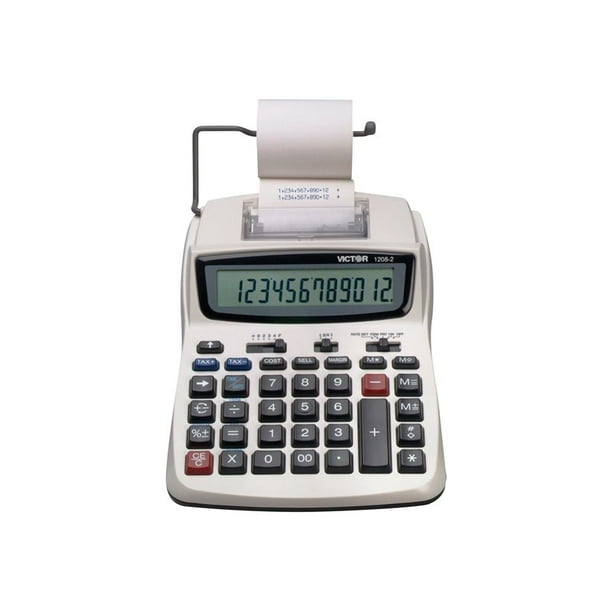 Victor 1208-2 - Printing calculator - LCD - 12 digits - AC adapter - white