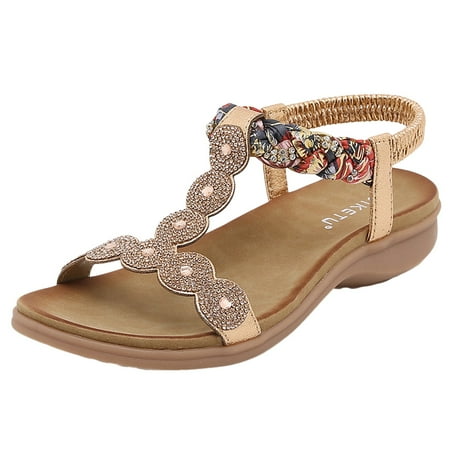 ZHAGHMIN Bohemian Sandals for Women Rhinestones Round Toe Wedge Beach Shoes Elastic Band Casual Floral Print Comfortable Sandals Female Rose Gold Size7.5
ZHAGHMIN Bohemian Sandals for Women Rhinestones Round Toe Wedge Beach Shoes Elastic Band Casual Floral Print Comfortable Sandals Female Rose Gold Size7.5