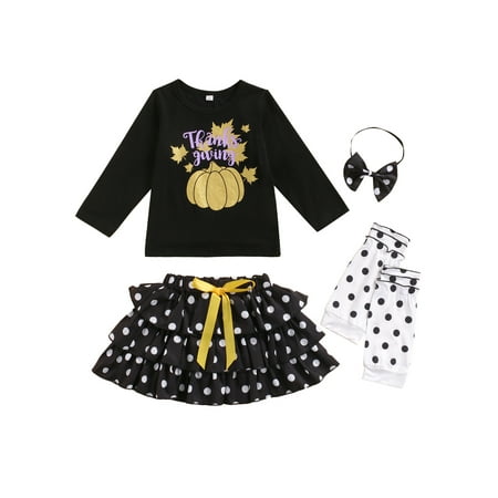 Nokpsedcb 4PCS Thanksgiving Day Toddler Infant Baby Girls Outfit Pumpkin Leaves Printing Long Sleeve Tops + Dot Bust Skirt + Leggings + Headwear Black 2-3 Years
Nokpsedcb 4PCS Thanksgiving Day Toddler Infant Baby Girls Outfit Pumpkin Leaves Printing Long Sleeve Tops + Dot Bust Skirt + Leggings + Headwear Black 2-3 Years