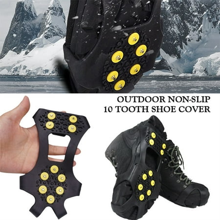 

Ice Cleats Crampons for Hiking Boots and Snow Shoes Climbing Spikes Grippers with Traction for Men Women 10 Teeth Climbing Crampons Ourdoor Camping