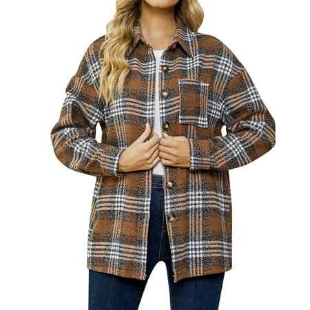 koaiezne Womens Plaid Wool Brushed Lapel Pocketed Button Down Shirt Fall Jacket Teal Scrub Jackets for Women Womens Teal Jacket
koaiezne Womens Plaid Wool Brushed Lapel Pocketed Button Down Shirt Fall Jacket Teal Scrub Jackets for Women Womens Teal Jacket