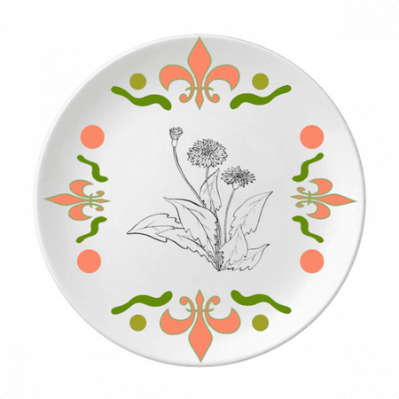 Black White Dandelion Flowers Flower Ceramics Plate Tableware Dinner Dish
