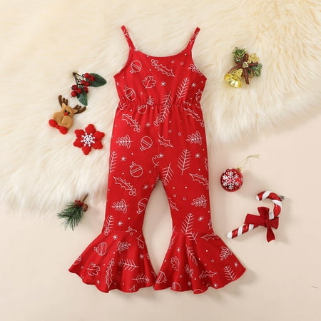 NIUREDLTD Toddler Girls Christmas Sleeveless Cartoon Prints Romper Bell Bottoms Flare Jumpsuit Clothes
NIUREDLTD Toddler Girls Christmas Sleeveless Cartoon Prints Romper Bell Bottoms Flare Jumpsuit Clothes