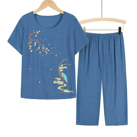 Summer Savings HJCOMMED Women s 2 Piece Outfits Women Casual Floral Printed Round Neck Short Sleeve Pullover Top And Loose Elasticated Long Wide Leg Trousers Set Comfortable Home Wear Pajamas Blue
Summer Savings HJCOMMED Women s 2 Piece Outfits Women Casual Floral Printed Round Neck Short Sleeve Pullover Top And Loose Elasticated Long Wide Leg Trousers Set Comfortable Home Wear Pajamas Blue
