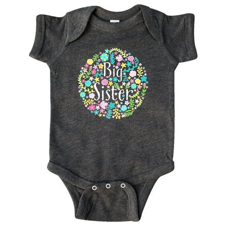 Inktastic Big Sister with Flower Circle Gift Baby Boy or Baby Girl Bodysuit
