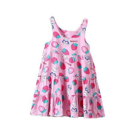 ZRBYWB Summer Candy Girls Dress Nature Happy Pattern Kids Sleeveless Dress Baby Girl Clothes