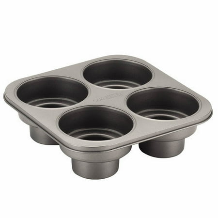 Cake Boss Novelty Bakeware Nonstick 4-Cup Round Cakelette Pan, Gray