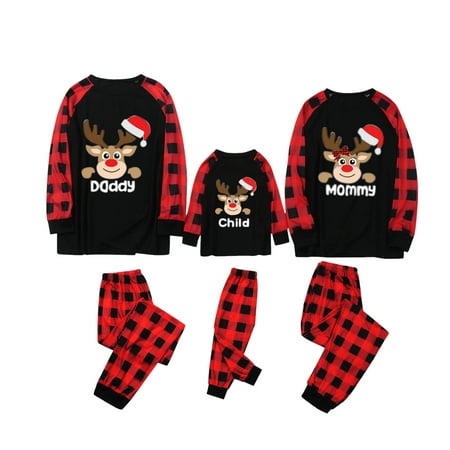 Christmas Hat Elk Loungewear Christmas Family Matching Pajamas Women Men Kids Sleepwear