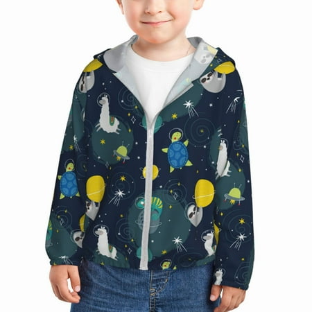 Qekee Space and Animals Print UPF 50+ Kids Sun-Protective Hooded Long Sleeve Rash Guard for Fishing Water Beach Sports -2 Years
Qekee Space and Animals Print UPF 50+ Kids Sun-Protective Hooded Long Sleeve Rash Guard for Fishing Water Beach Sports -2 Years