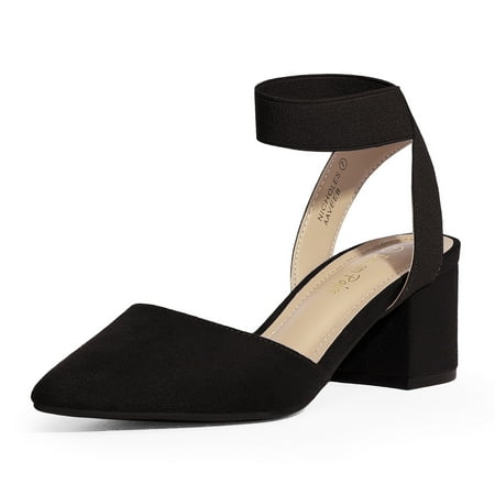 DREAM PAIRS NICHOLES Pointed Toe Low Chunky Heels Pump Shoes