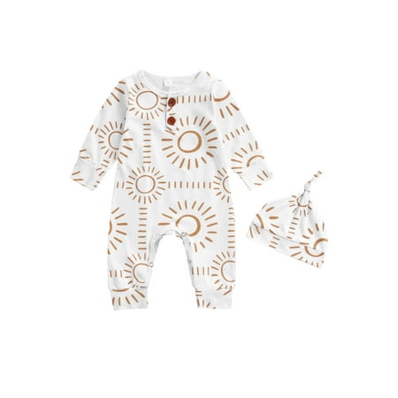 BrilliantMe Infant Toddler Baby Girls Boys Casual Jumpsuit with Hat Sun Printing Long Sleeve One-piece Outfits White 12-18 Months
BrilliantMe Infant Toddler Baby Girls Boys Casual Jumpsuit with Hat Sun Printing Long Sleeve One-piece Outfits White 12-18 Months