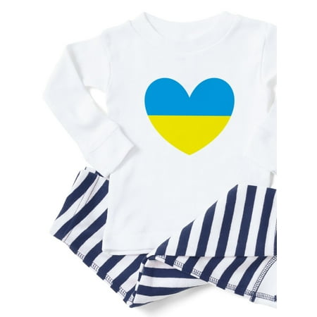 CafePress - I Stand With Ukraine Heart Pajamas - Toddler Long Sleeve Pajama set