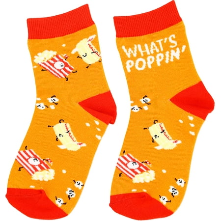 Popcorn - S/M Youth Cotton Blend Crew Socks