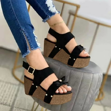 Cathalem Ladies Fashion Solid Color Leather Diamond Bow Buckle Waterproof Platform Slope Heel Womens Slingback Sandals Size 9 Black 8.5
Cathalem Ladies Fashion Solid Color Leather Diamond Bow Buckle Waterproof Platform Slope Heel Womens Slingback Sandals Size 9 Black 8.5
