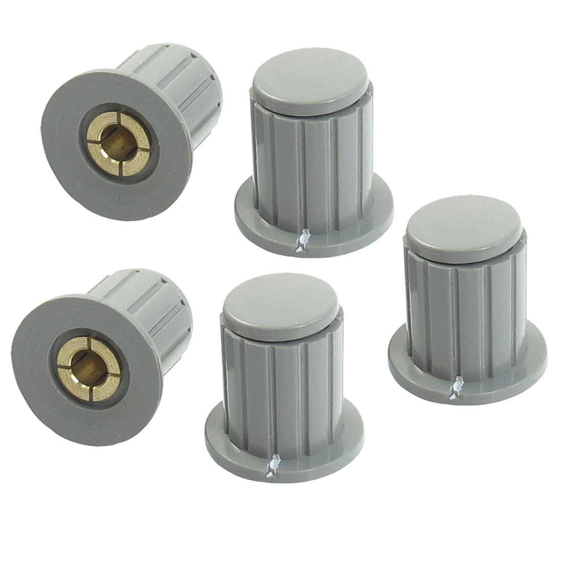 5 Pcs 4mm Shaft Insert Dia Brass Tone Core Potentiometer Control Knobs