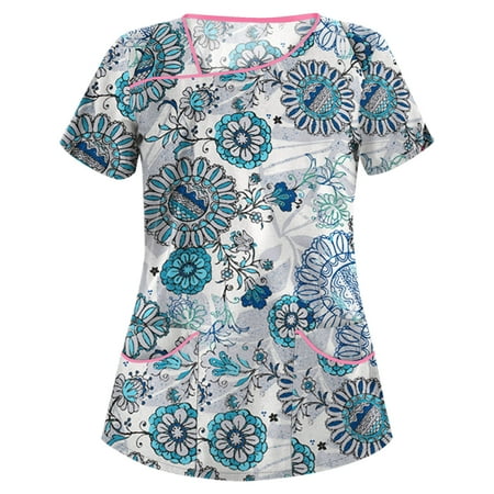 Xysaqa Shirts For Women Going Out Tops Scrubs For Women Flower Print Short Sleeve Neck Tops Working Uniform Blouse Shirt Womens Tunic Tops On Clearance
Xysaqa Shirts For Women Going Out Tops Scrubs For Women Flower Print Short Sleeve Neck Tops Working Uniform Blouse Shirt Womens Tunic Tops On Clearance