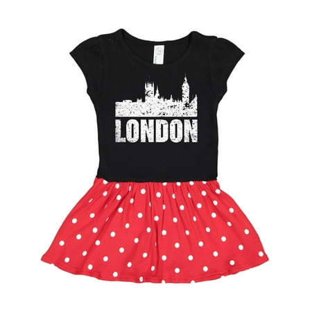 Inktastic London England City Skyline with Grunge Gift Toddler Girl Dress