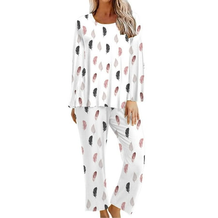 FAIWAD Womens Pajama Sets Print Long Sleeve Top with Long Pants Lightweight Lounge Nightwear 2 Piece Set (Large White2)
FAIWAD Womens Pajama Sets Print Long Sleeve Top with Long Pants Lightweight Lounge Nightwear 2 Piece Set (Large White2)