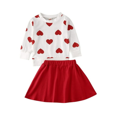 wybzd Baby Girls Spring Fall Valentine s Outfits Heart Print Long Sleeve O-neck Pullover Tops + Red Skirts 2Pcs Set 1-6 Years
wybzd Baby Girls Spring Fall Valentine s Outfits Heart Print Long Sleeve O-neck Pullover Tops + Red Skirts 2Pcs Set 1-6 Years