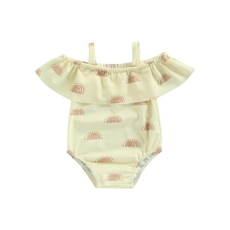 Frobukio Newborn Baby Girls Swimsuit Rainbow Sleeveless Off Shoulder Swimwear One Piece Bathing Suit Summer Beachwear Beige 12-18 Months
Frobukio Newborn Baby Girls Swimsuit Rainbow Sleeveless Off Shoulder Swimwear One Piece Bathing Suit Summer Beachwear Beige 12-18 Months