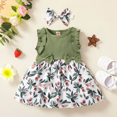 B91xZ Summer Dress Toddler Girls Sleeveless Ribbed Bowknot Dresses Kids Ruffles Floral Printed Princess Dress Headbands Set Green Size 12-18 Months
B91xZ Summer Dress Toddler Girls Sleeveless Ribbed Bowknot Dresses Kids Ruffles Floral Printed Princess Dress Headbands Set Green Size 12-18 Months
