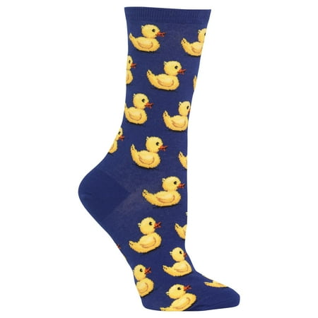 Hot Sox Womens Rubber Ducks Socks Womens Shoe Size 4-10.5 Dark Blue