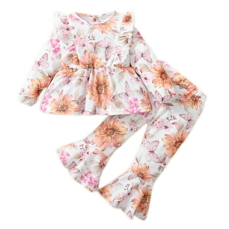 Kucnuzki 4T Toddler Girl Fall-Winter Outfits Pants Sets 5T Long Sleeve Little Floral Prints Ruffled Layer Tops Elastic Pants 2PCS Set White
Kucnuzki 4T Toddler Girl Fall-Winter Outfits Pants Sets 5T Long Sleeve Little Floral Prints Ruffled Layer Tops Elastic Pants 2PCS Set White