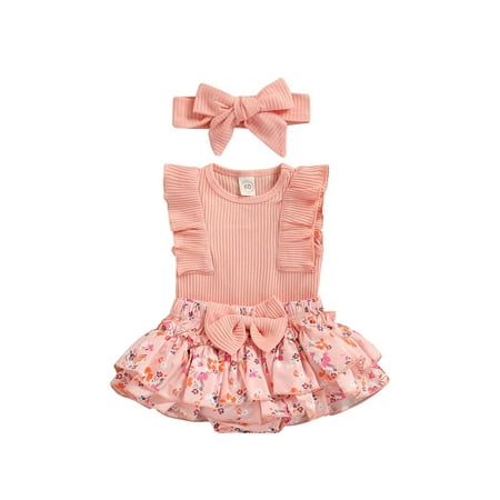 Sunisery Baby Girl 3 Pcs Outfit Sets Ruffled Trim Sleeveless Romper+Floral Print Tutu Bow Shorts+Headband
Sunisery Baby Girl 3 Pcs Outfit Sets Ruffled Trim Sleeveless Romper+Floral Print Tutu Bow Shorts+Headband