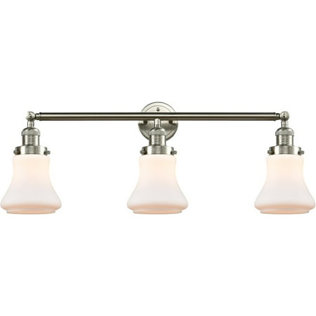 Brushed Satin Nickel Tone Bathroom Vanity 30 Wide Matte White Glass Steel/Cast Brass Medium Base 3 Light Fixture
Brushed Satin Nickel Tone Bathroom Vanity 30 Wide Matte White Glass Steel/Cast Brass Medium Base 3 Light Fixture