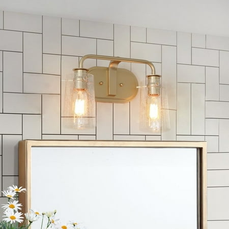 Mid-century Modern 2-light Gold Bathroom Vanity Light Farmhouse Accent Dimmable Wall Lighting - L13.5 x W5 x H9
Mid-century Modern 2-light Gold Bathroom Vanity Light Farmhouse Accent Dimmable Wall Lighting - L13.5 x W5 x H9