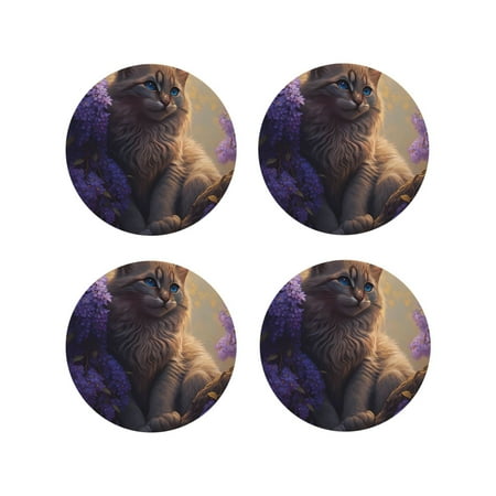 Naloa Purple Flower Lazy Cat Leather Coasters for Drinks Durable Drink Coasters 4 Set for Tabletop Protection Luxurious Home Décor and Housewarming Gift ( {designName})Round Shape
Naloa Purple Flower Lazy Cat Leather Coasters for Drinks Durable Drink Coasters 4 Set for Tabletop Protection Luxurious Home Décor and Housewarming Gift ( {designName})Round Shape