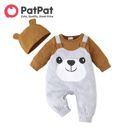 PatPat 2pcs Baby Boy 95% Cotton Long-sleeve Faux-two Cartoon Panda Jumpsuit with Hat Set
PatPat 2pcs Baby Boy 95% Cotton Long-sleeve Faux-two Cartoon Panda Jumpsuit with Hat Set