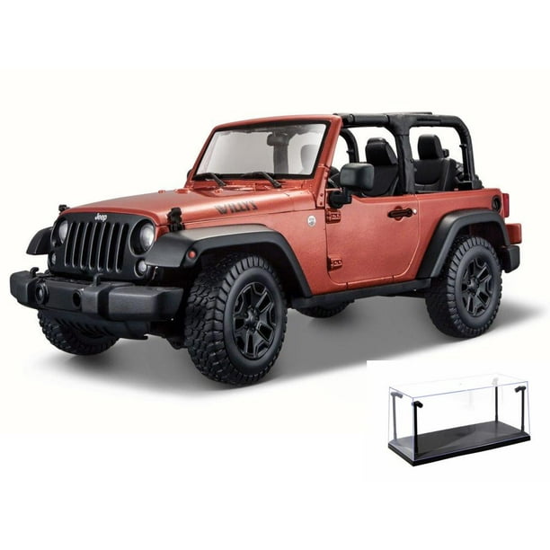 Diecast Car & LED Display Case Package - 2014 Jeep Wrangler Topless, Copper - Maisto 31610 - 1/18 Scale Diecast Model Toy Car w/LED Display Case
