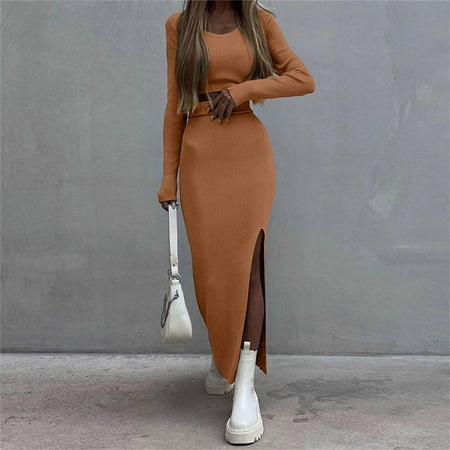 EKOUSN Black and Friday Deals Women s Solid Colour Thread Long Sleeve Fashion Sexy Split Long Dress Two Piece Set
EKOUSN Black and Friday Deals Women s Solid Colour Thread Long Sleeve Fashion Sexy Split Long Dress Two Piece Set