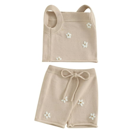 Thaisu Baby Girls Summer 2 Piece Outfit Daisy Pattern Knitted Tank Tops and Elastic Shorts Set Fashion Cute Clothes
Thaisu Baby Girls Summer 2 Piece Outfit Daisy Pattern Knitted Tank Tops and Elastic Shorts Set Fashion Cute Clothes