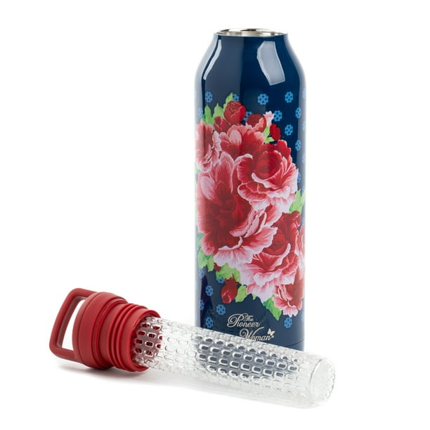 The Pioneer Woman Frontier Rose Immerse Infuser Water Bottle, 18oz