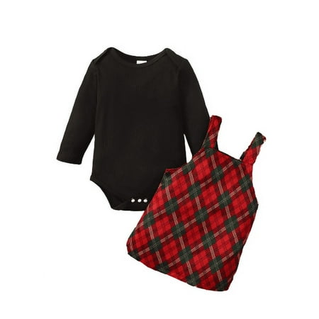 Mikrdoo 12-18 Months Infant Baby Girls Clothes Solid Color Long Sleeve Romper Plaid Print Suspender Skirts 2PCS Outfits For Christmas Black
Mikrdoo 12-18 Months Infant Baby Girls Clothes Solid Color Long Sleeve Romper Plaid Print Suspender Skirts 2PCS Outfits For Christmas Black