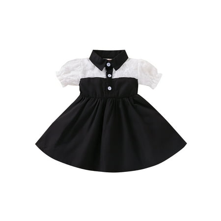 Baby Summer Short Sleeve Dress Black White Turn-Down Collar One-Piece Dress with Buttons For Infant
Baby Summer Short Sleeve Dress Black White Turn-Down Collar One-Piece Dress with Buttons For Infant