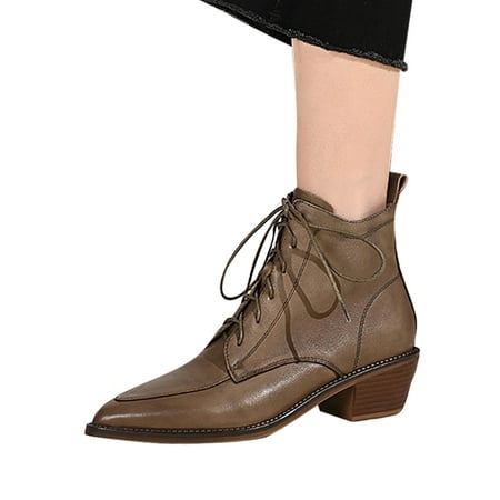 Ymiytan Ladies Leather Boot Chunky Heeled Stacked Heel Booties Lace Up Ankle Boots Walking Oxford Shoes Comfort Pointed Toe Bootie Khaki 4.5
Ymiytan Ladies Leather Boot Chunky Heeled Stacked Heel Booties Lace Up Ankle Boots Walking Oxford Shoes Comfort Pointed Toe Bootie Khaki 4.5
