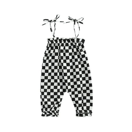 Qtinghua Newborn Baby Girls Casual Jumpsuit Plaids Sleeveless Backless Tie-up Sling Strap Smocked Tank Long Romper Black 0-6 Months
Qtinghua Newborn Baby Girls Casual Jumpsuit Plaids Sleeveless Backless Tie-up Sling Strap Smocked Tank Long Romper Black 0-6 Months
