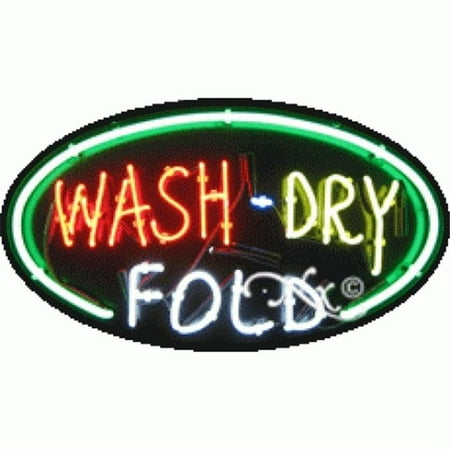 Arter Neon 14489 Flashing Neon Sign - Wash Dry Fold