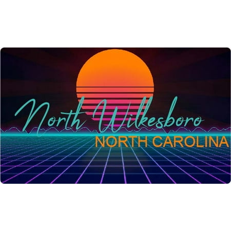 

North Wilkesboro North Carolina 4 X 2.25-Inch Fridge Magnet Retro Neon Design
