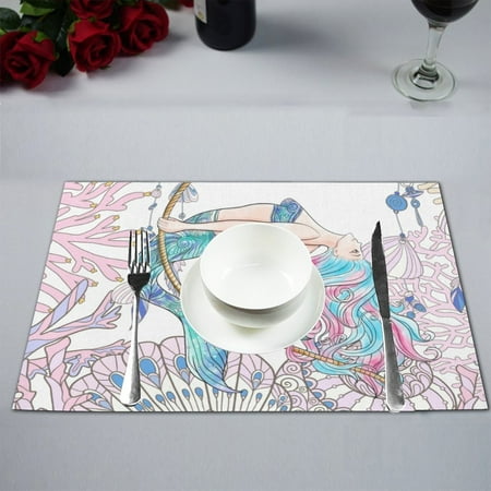MKHERT Mermaid with Seashell and Coral under Sea World Placemats Table Mats for Dining Room Kitchen Table Decoration 12x18 inch Set of 4
MKHERT Mermaid with Seashell and Coral under Sea World Placemats Table Mats for Dining Room Kitchen Table Decoration 12x18 inch Set of 4