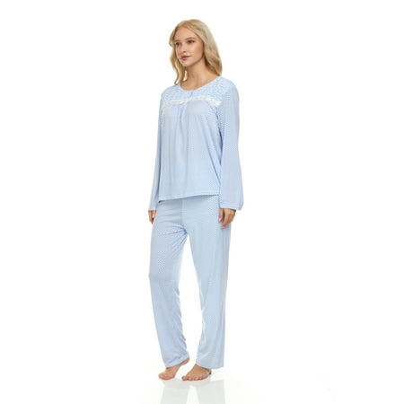Lati Fashion Women Pajamas Set Pants and Top Long Sleeve 2-Piece Female Pajamas Set Blue L
Lati Fashion Women Pajamas Set Pants and Top Long Sleeve 2-Piece Female Pajamas Set Blue L