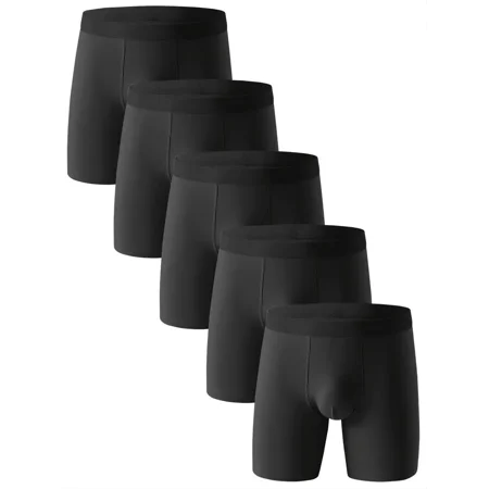 5pcs Men‘s Cotton Stretch Plain Color Breathable Soft Boxer Briefs Underwear
