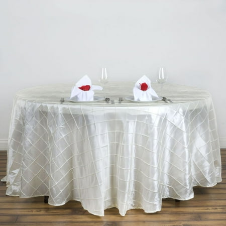 BalsaCircle 120 Pintuck Taffeta Round Tablecloth Ivory