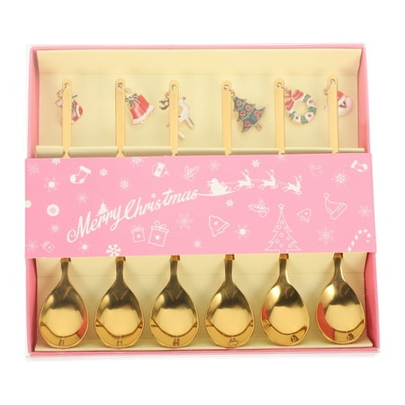 1 Set of Christmas Gift Spoons Stainless Steel Scoops for Christmas Party