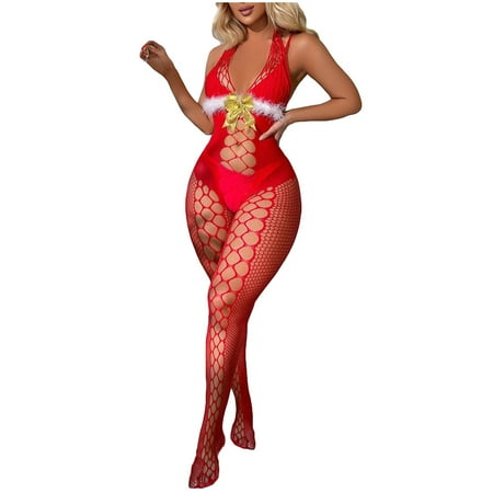 OVTICZA Women s Fishnet Lingerie Crotchless Body Stockings Christmas Costume Sexy Nightwear Bodysuit Red One Size
OVTICZA Women s Fishnet Lingerie Crotchless Body Stockings Christmas Costume Sexy Nightwear Bodysuit Red One Size